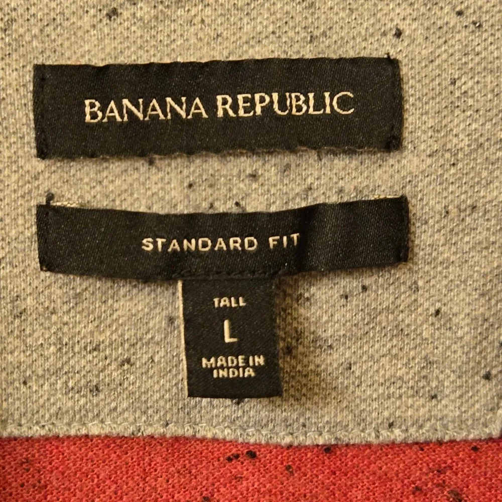 Banana Republic Mens Large Tall Red Speckled Elephant Logo Polo Shirt Standard